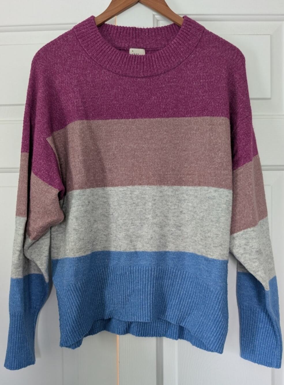 A New Day Striped Oversized Soft Crewneck Sweater